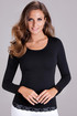 Cotton long sleeve T-shirt with lace trims