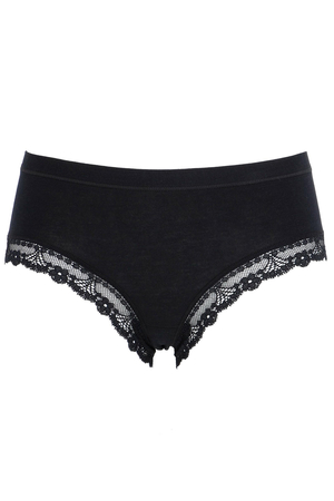 Women's sexy panties with decorative lace. convenient pack of 2 of the same colour and size made of cotton stretch knit front
