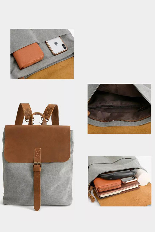 Canvas backpack and shoulder bag
