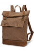 Student canvas rolling backpack with leather details