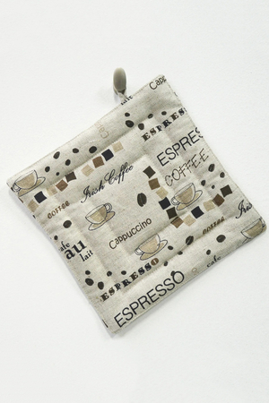 A linen mat not only under hot pots for lovers of good coffee, cappuccino and espresso. combination of natural linen and