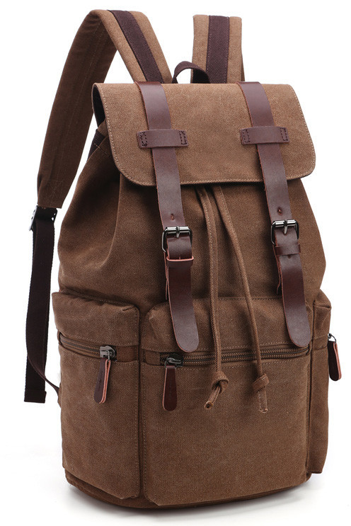 Hiking backpack with leather details