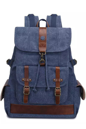 Spacious waxed canvas backpack in timeless retro style internal lining internal padded laptop pocket two internal pockets