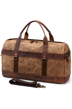 Spacious retro bag made of waterproof canvas not only for travel completely lined two internal pockets zippered two small,