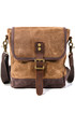 Small vintage canvas hiking bag with leather details