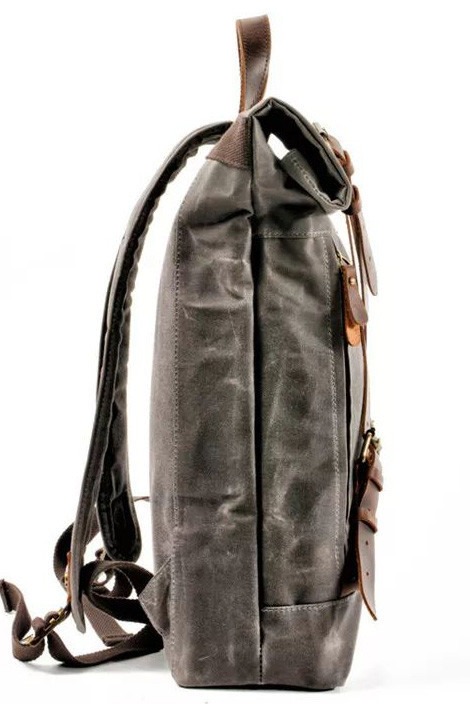 Canvas retro backpack leather straps