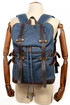 Large vintage backpack made of canvas and genuine leather