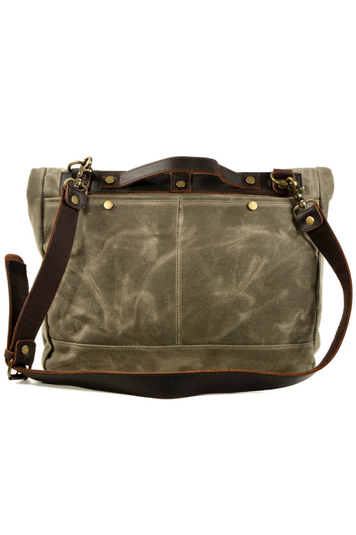 Vintage canvas handbag with leather
