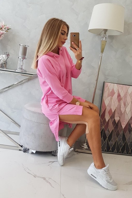 Oversized Sweatshirt Dress In Pink With Pockets, 44% OFF