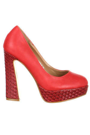 Modern pumps with unusual heel. Material: upper: artificial leather, insole: artificial leather, sole: synthetic mat.