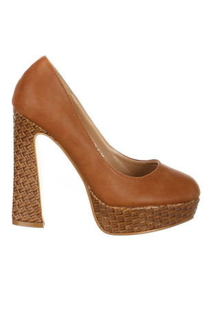 Modern pumps with unusual heel. Material: upper: artificial leather, insole: artificial leather, sole: synthetic mat.