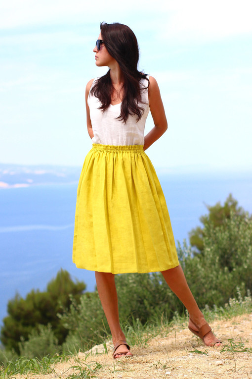 Czech skirt Lotika from 100% linen Premium quality