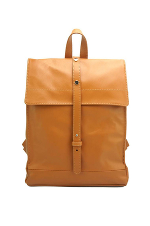 Women's backpack for the city: made of genuine leather soft, pleasant to the touch flap with decorative studs strap closure