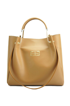 Luxury ladies handbag: with golden details strong handles for carrying in hand flexible handles for carrying on