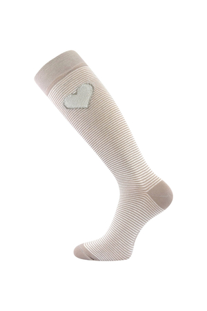 Women's socks with stripes and contrasting motif from the traditional brand Boma classic flexible, double hem monochrome toe