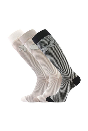 Women's socks with stripes and contrasting motif from the traditional brand Boma classic flexible, double hem monochrome toe