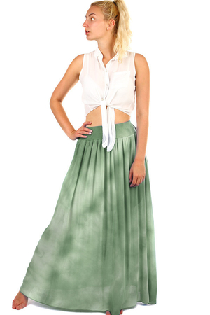 Women's summer batik long skirt with decorative belt. Maxi length. Material: 100% viscose. Import: Italy