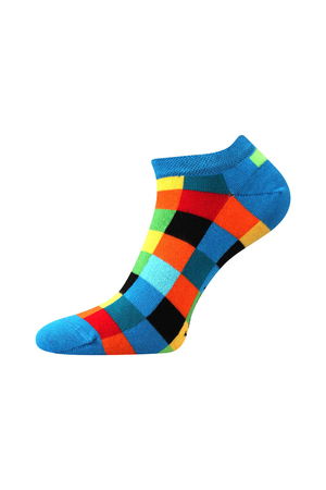 Cotton socks with coloured blocks from Czech brand Lonka Flexible, non-wrinkle hem ideal sweat wicking modern design made