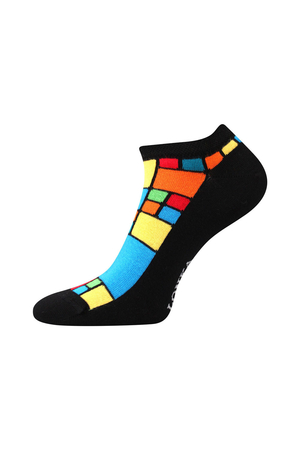 Cotton socks with coloured blocks from Czech brand Lonka Flexible, non-wrinkle hem ideal sweat wicking modern design made