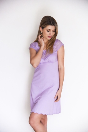 Lace nightgown pleasant to the touch lightweight flexible with a square neckline with short lace sleeves with lace inset