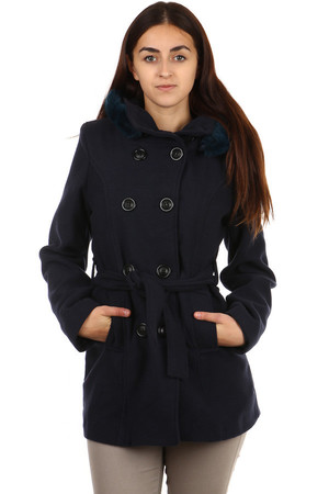 Women's fleece jacket with fur hood and collar, is also suitable for full-length. The hood can be removed. It is suitable for