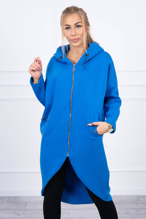 Women's warm oversized sweatshirt in trendy style solid colour double hood drawstring hood long sleeves without cuffs two