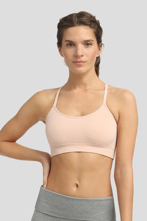 Women's sports bra - crop top monochrome two-layer special front processing for better breast support solid narrow straps