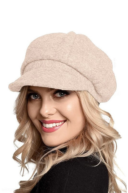 Woolen cap with visor - beige