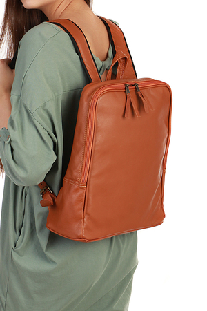 Genuine leather backpack not only for students monochrome cotton lining internal pocket freely accessible internal zipper