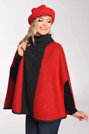 Women's, soft, comfortable poncho, made of 100% wool, which will not escape the attention of your surroundings contrast,