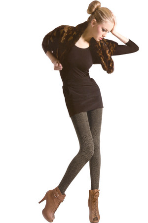 Women's tights with fine animal pattern. 600Den. Material: 85% bamboo, 10% polyamide, 5% elastane