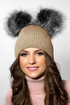 Ladies cap with furry pom-poms