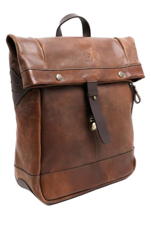 Premium quality leather rolling backpack, handmade with love by Italian craftsmen cotton lining internal padded laptop