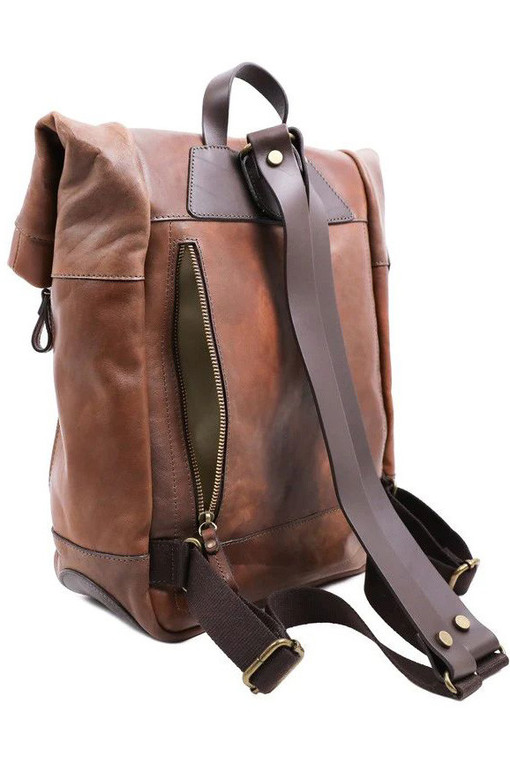 Luxury leather rolling backpack