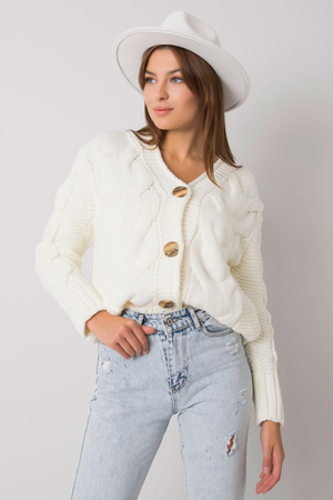 Sweater with large buttons monochrome with a distinctive knitted pattern long sleeves V-neckline pleasant, soft material