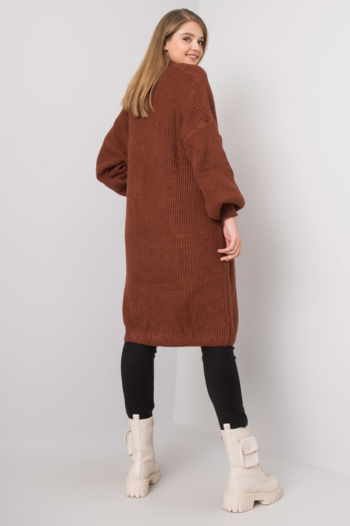 Women's woolen cardigan in brick color