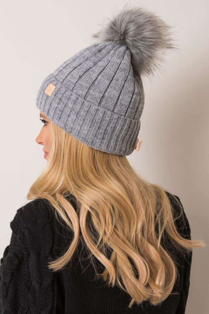 Women's hat with furry pompom elegant fashion accessory lined with fleece insert warm, cosy fleece on the forehead stretchy,