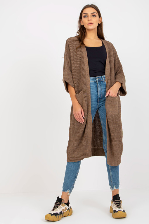 Long knitted cardigan with wool