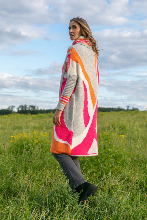 Long poncho with wool