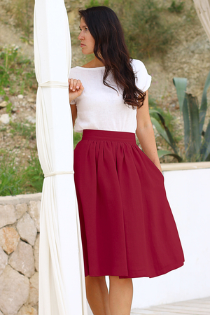Czech girls and women's skirt Lotika made of fine soft 100% linen is ideally feminine and comfortable to wear excellent