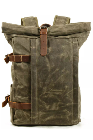 Travel Backpack rolling, canvas modern design unisex design with leather accessories waterproof finish main pocket with