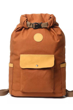 Large roll-up canvas waterproof backpack with leather details not just for students fully padded internal, padded laptop