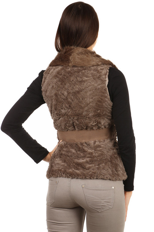 Women's winter fur vest without sleeves
