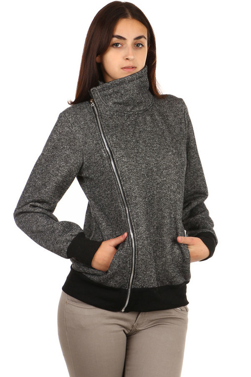 Ladies elegant sweatshirt with zipper without hood XXL