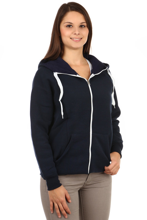 Women's sports zippered sweatshirt with print and hood