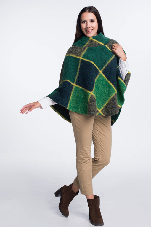 Wool patterned poncho