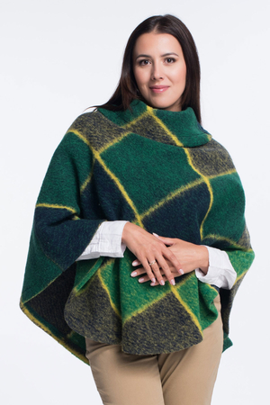 Costume poncho colourful outfit wide collar no fastening, no armholes from colourful 100% wool organic product shoulder seam