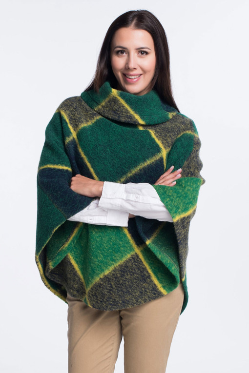 Wool patterned poncho
