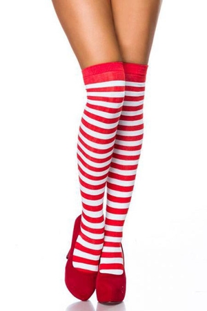 Coloured cotton knee highs One colour toe and heel Double top hem Top hem elasticated and firm Playful, cheerful style One