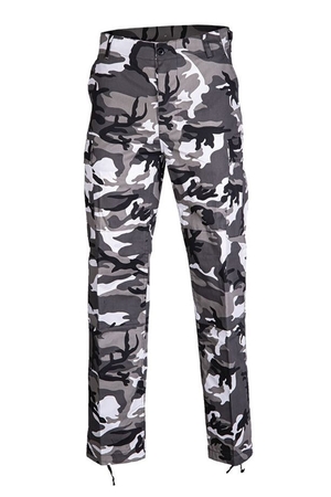 Army men's long trousers with pockets practical camouflage pattern drop-in cut 2 front slit pockets 2 back buttoned pockets